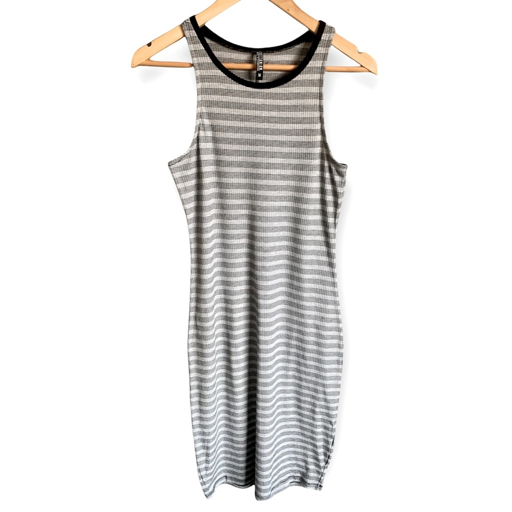 Cotton On Tank Top Dress black and white Stripes Ribbed Cotton Size Medium